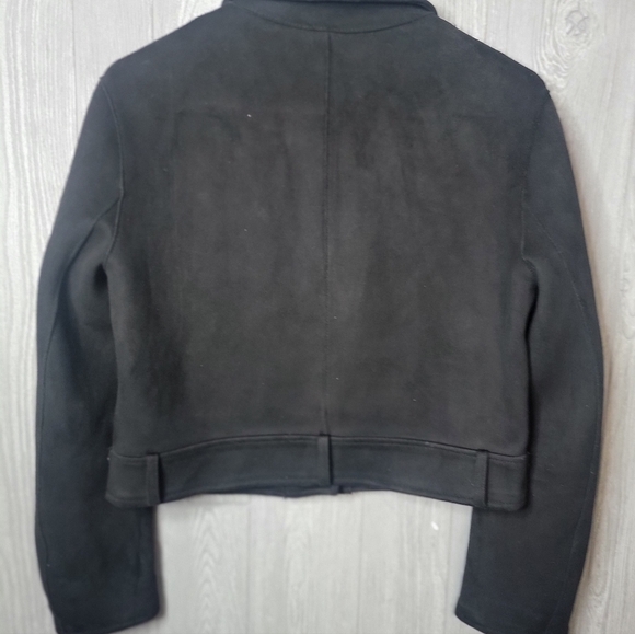 Zara BASIC Outerwear Faux Suede Black and Silver Women's Jacket Small Call Out - Picture 10 of 11